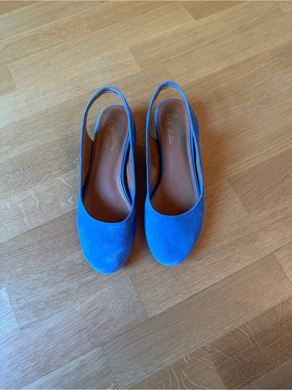 Seychelles Bright Blue Suede Slingback Flats - Women